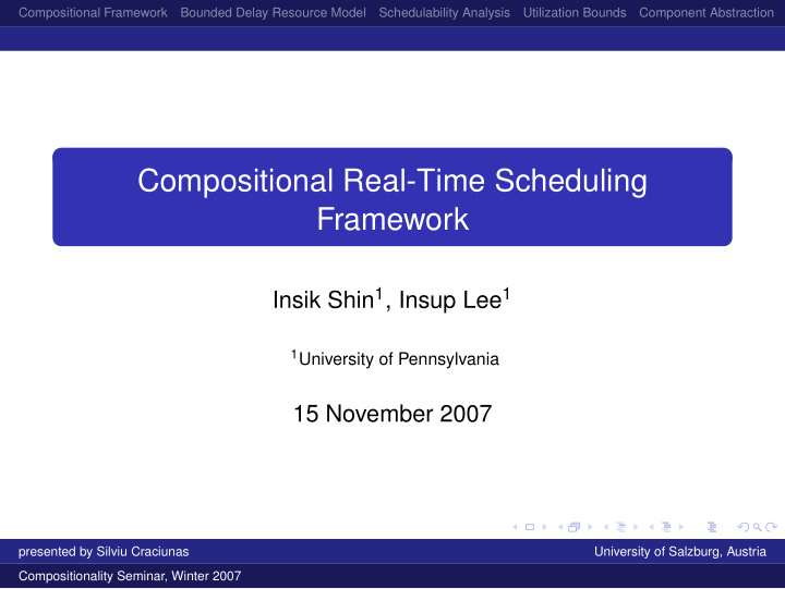 compositional real time scheduling framework