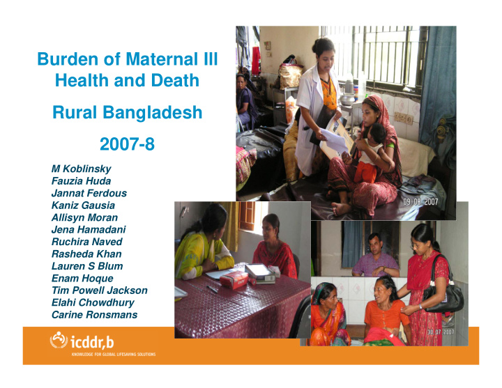 burden of maternal ill health and death rural bangladesh