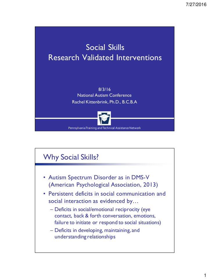 social skills research validated interventions