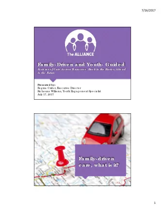 F  a mily- Drive n a nd Youth- Guide d  Syste ms o f Car  e  Ac r  o ss T  e nne sse e   Bac k to