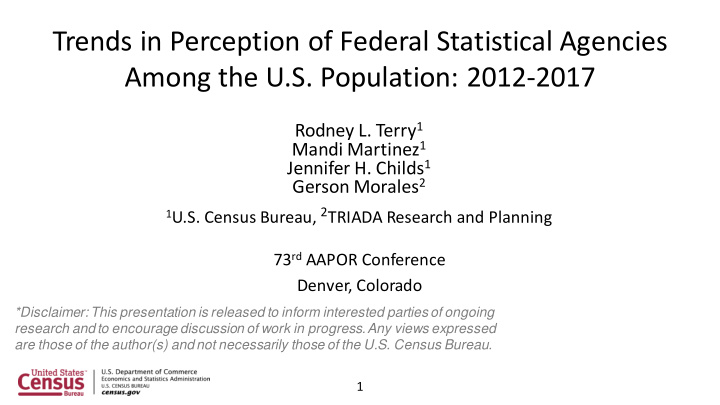 trends in perception of federal statistical agencies