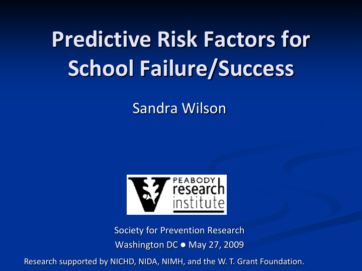 predictive risk factors for school failure success