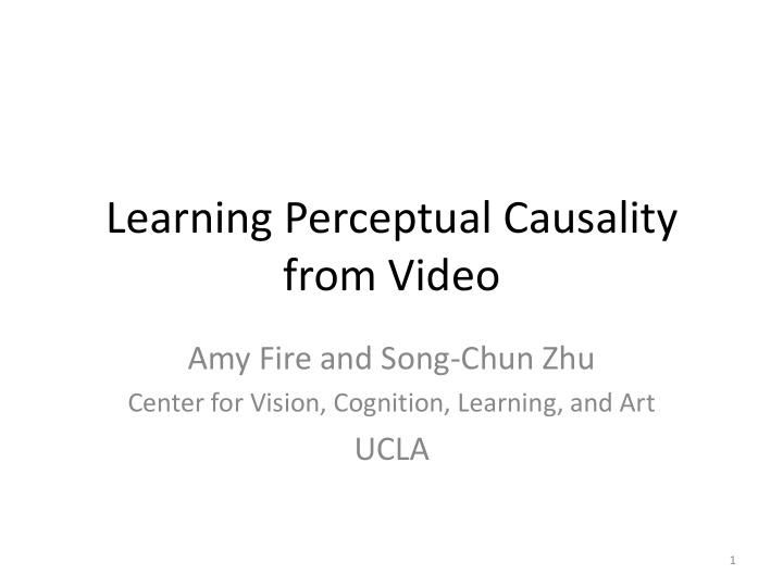 learning perceptual causality
