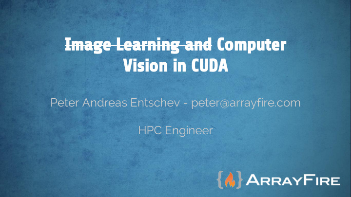 image learning and computer vision in cuda