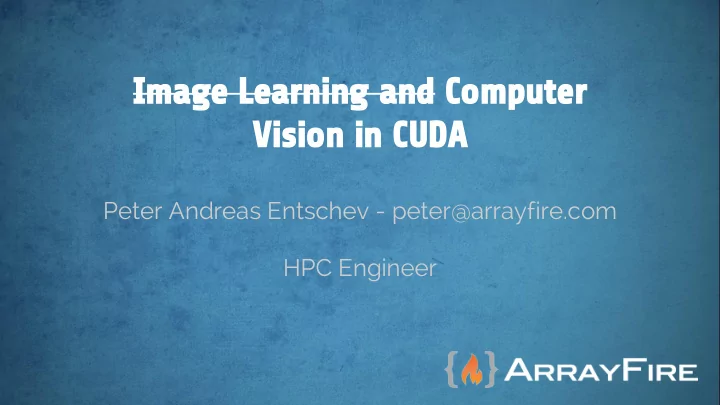image learning and computer vision in cuda