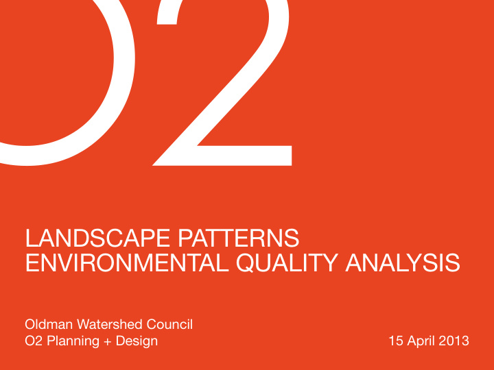 landscape patterns environmental quality analysis