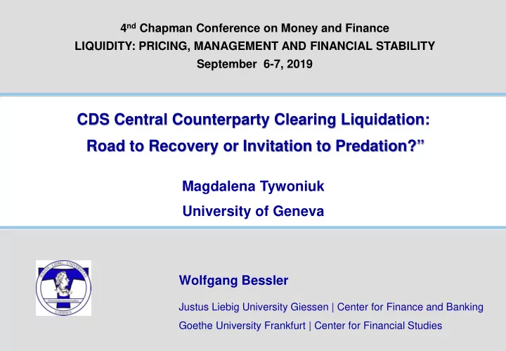 cds central counterparty clearing liquidation road to