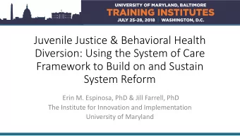 System Reform  Erin M. Espinosa, PhD &amp; Jill Farrell, PhD  The Institute for Innovation and