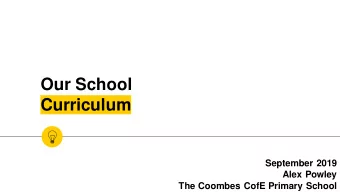 Our School  Curriculum  September 2019  Alex Powley  The Coombes CofE Primary School  A