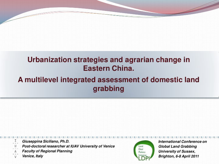 urbanization strategies and agrarian change in eastern