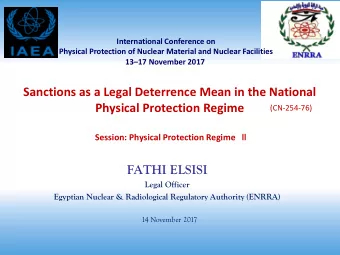 Sanctions as a Legal Deterrence Mean in the National  Physical Protection Regime  (CN-254-76)