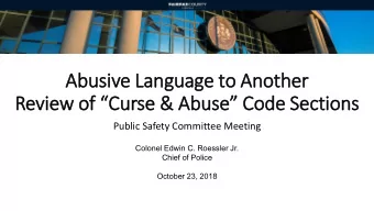 Review of Curse &amp; &amp; Abuse Code Sections  Public Safety Committee Meeting  Colonel