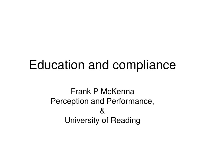 education and compliance