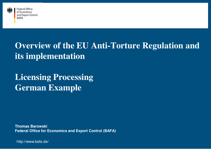 overview of the eu anti torture regulation and its