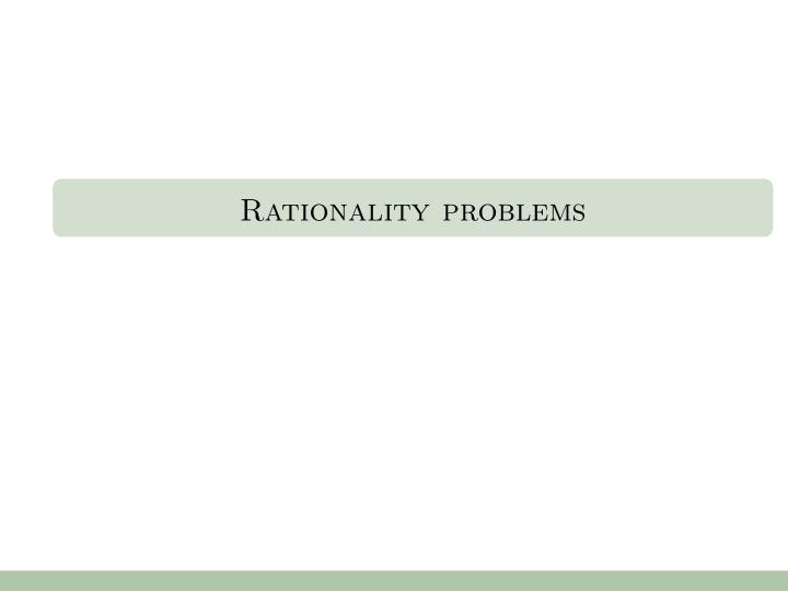 rationality problems rationality