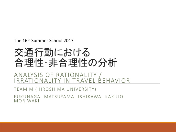 analysis of rationality irrationality in travel behavior