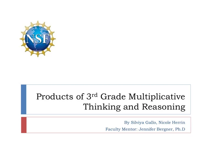 products of 3 rd grade multiplicative thinking and