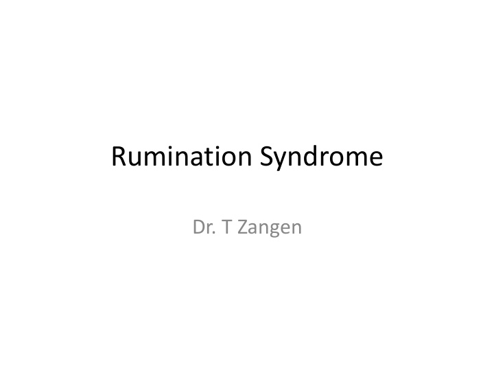 rumination syndrome