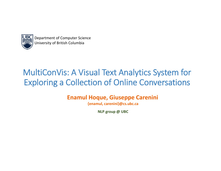 multiconvis a visual text analytics system for exploring