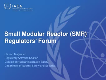 Small Modular Reactor (SMR) Regulators  Forum  Stewart Magruder  Regulatory Activities Section