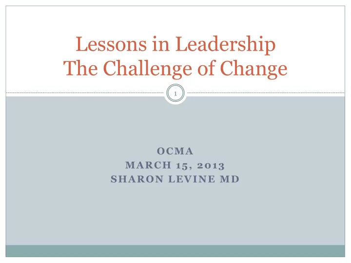 the challenge of change