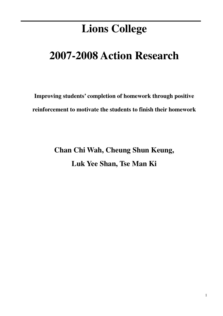 lions college 2007 2008 action research