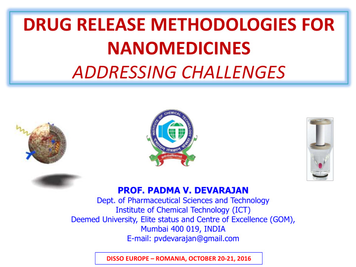 drug release methodologies for nanomedicines addressing