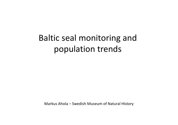 baltic seal monitoring and population trends