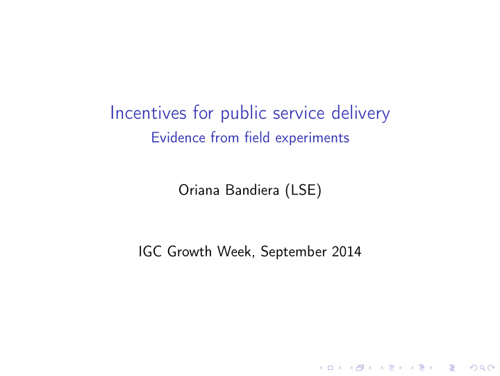 incentives for public service delivery