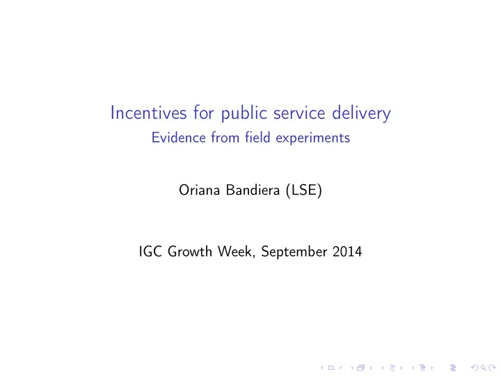 incentives for public service delivery