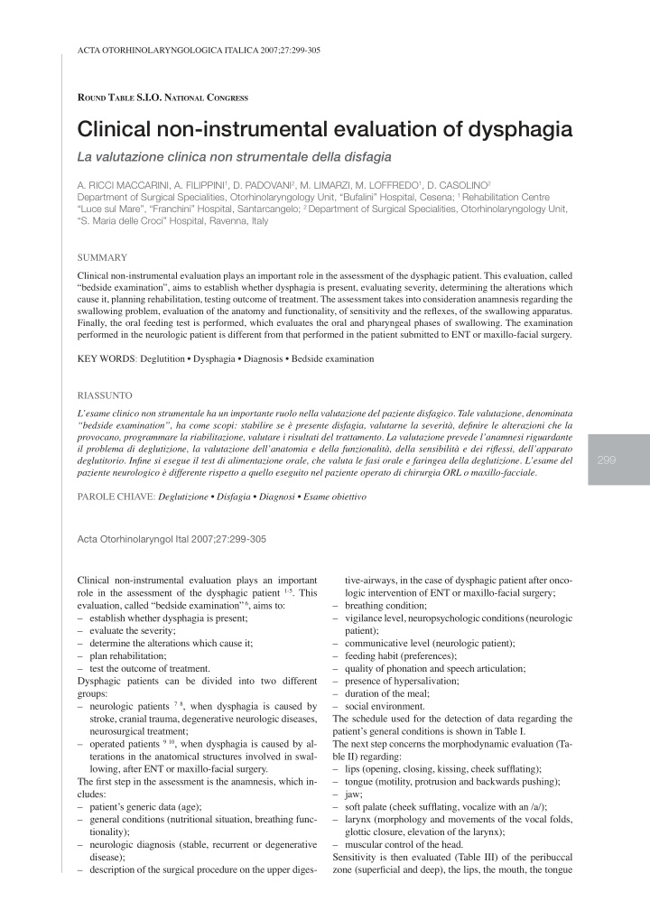 clinical non instrumental evaluation of dysphagia