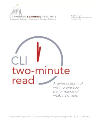 A series of tips that  will improve your  performance at work in no time!  CorpLearning.com  |