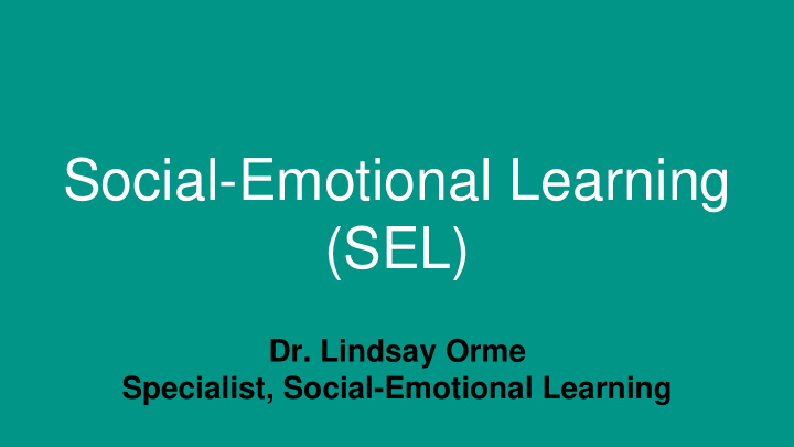 social emotional learning sel
