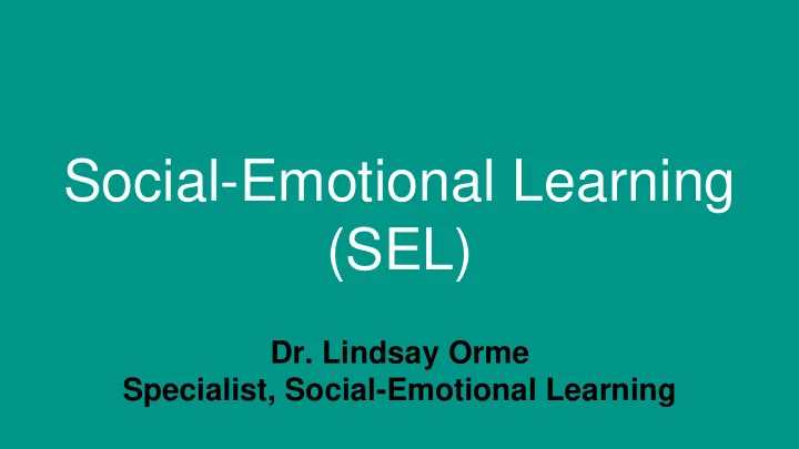social emotional learning sel