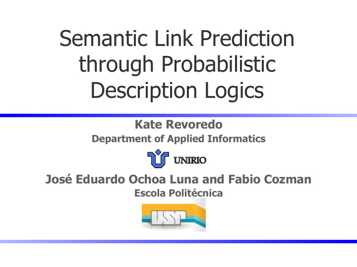 semantic link prediction through probabilistic
