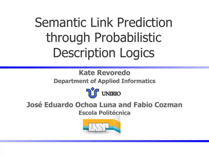 semantic link prediction through probabilistic