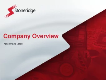 Company Overview  November 2019  Forward-Looking Statements  Statements in this presentation that