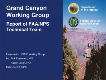 Grand Canyon  Department  of the Interior  Working Group  Federal Aviation  Report of FAA/NPS