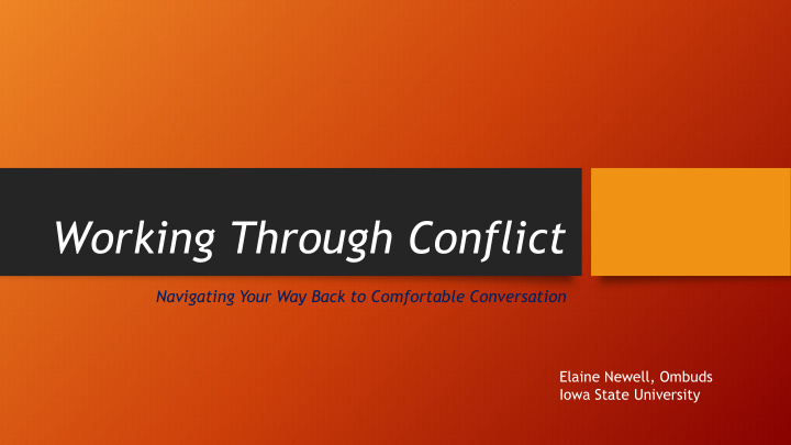 working through conflict