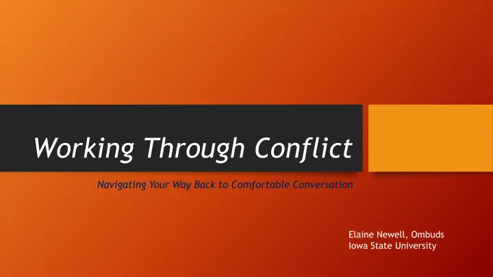 working through conflict