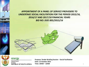 APPOINTMENT OF A PANEL OF SERVICE PROVIDERS TO  UNDERTAKE SOCIAL FACILITATION FOR THE PERIOD