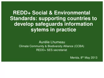 develop safeguards information  sytems in practice  Aurlie Lhumeau  Climate Community &amp;