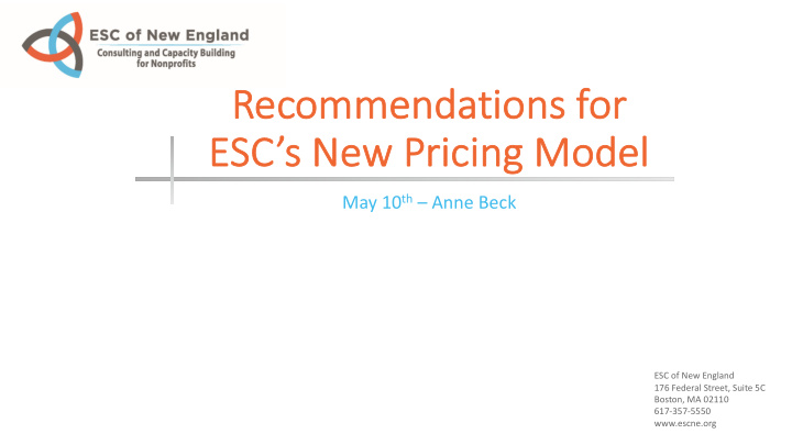 recommendations for re es esc s new pricing model