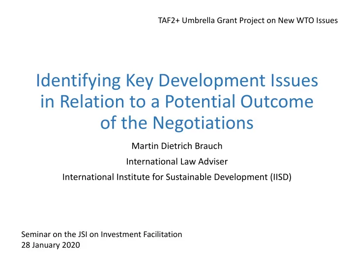 identifying key development issues