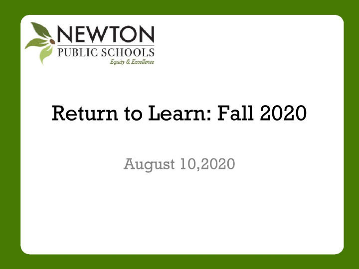 return to learn fall 2020