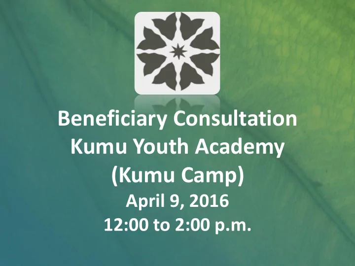 kumu youth academy