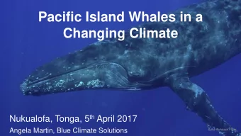 Changing Climate Nukualofa, Tonga, 5 th April 2017  Angela Martin, Blue Climate Solutions  Sylke