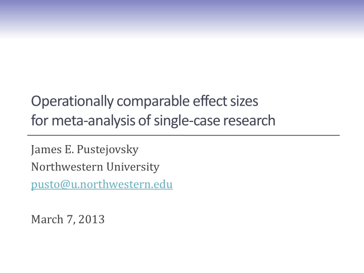 operationally comparable effect sizes