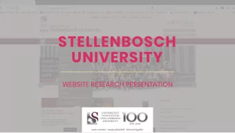 STELLENBOSCH  UNIVERSITY  WEBSITE RESEARCH PRESENTATION  Context  Overriding Objective of  the