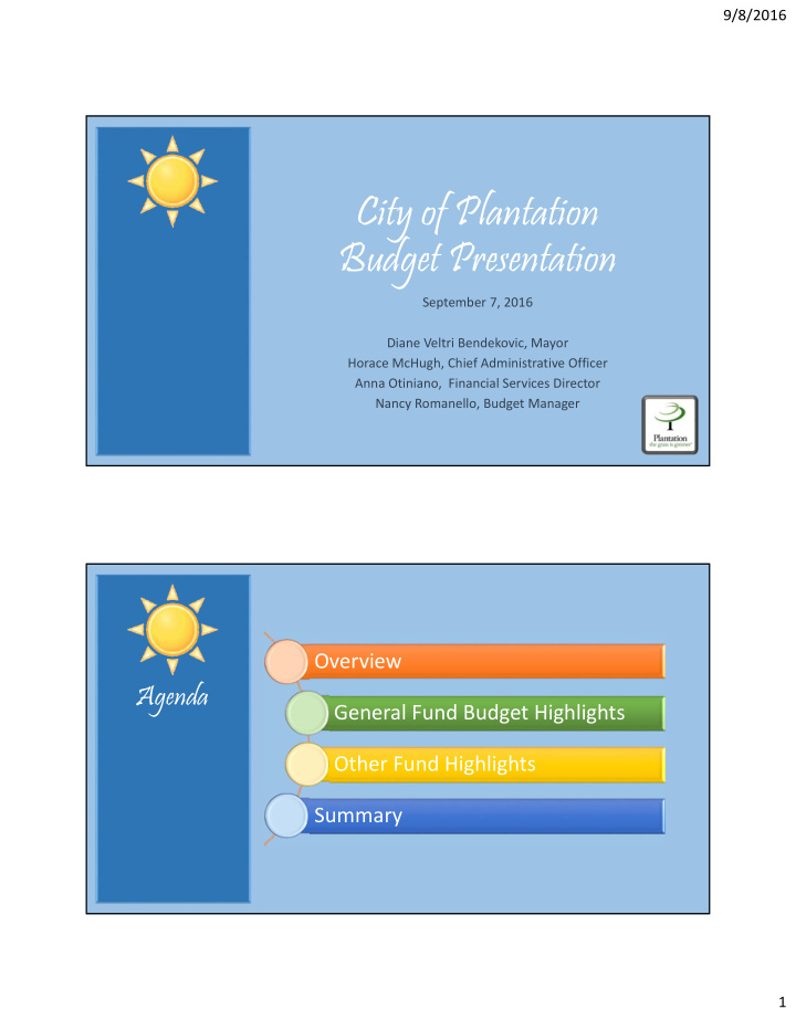 city of plantation budget presentation